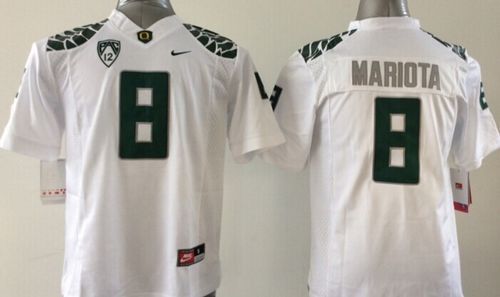 Ducks #8 Marcus Mariota White Limited Stitched Youth NCAA Jersey - Click Image to Close